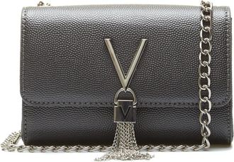 Mario Valentino Tassen, Dames, Grijs, ONE Size, Zwarte Crossbody Tas Compact Praktisch Stijl