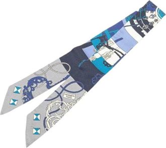 Hermès Pre-owned Scarves, female, Blue, Size: ONE SIZE Pre-owned Silk Scarf
