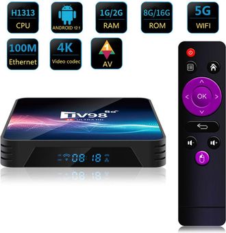 OEM Tv98 Android 12.1 Tv Box 2g+16g Chipset H313 Smart Set Top Box Con Wifi 2.4g/5g, Bluetooth Integrado Y Netflix, Google Store Y Reproductor Multimedia