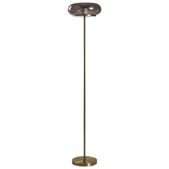 Beliani L&aacute;mpara De Pie Led Moderna Con Pantalla De Vidrio Base De Metal Con Regulador De Intensidad Gris Nith