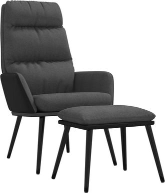 vidaXL Sill&oacute;n De Relax Con Taburete Tela Y Piel Sint&eacute;tica Gris Oscuro Vidaxl