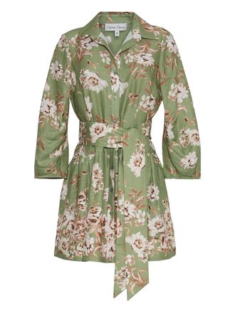 Cara Cara Raya floral mini dress - women - Linen/Flax - 4 - Green