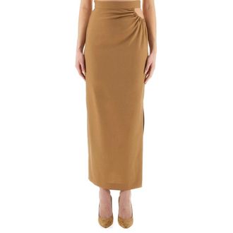 Max Mara Rokken, Dames, Beige, S, Wol, Gedrapeerde Rok