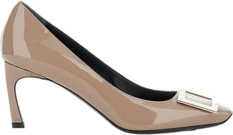 Roger Vivier Grey Glossy Patent Leather Buckle Pumps