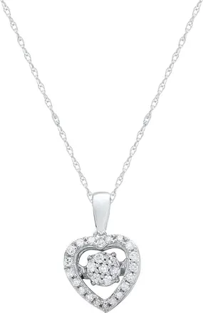 MAX + STONE 925 Sterling Silver Natural Diamond Womens Heart Pendent Necklace 1/7 Carat