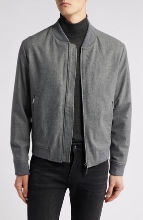 BOSS Hanry Bomber Jacket in Silver at Nordstrom, Size 46