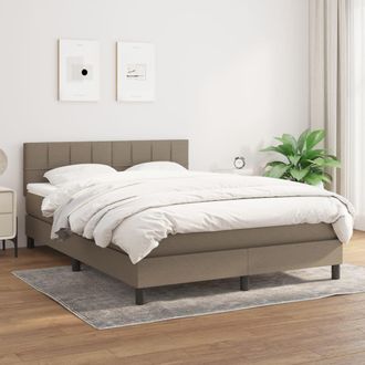vidaXL Vidaxl - Cama Box Spring Con Colch&oacute;n Tela Gris Taupe 140x190 Cm