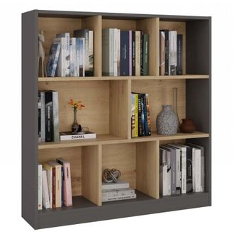 Topeshop GILDA - Libreria 8 ripiani - Dimensioni 104x100x24 cm - Mobile contenitore - antracite e artigianale