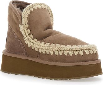 Mou Womens Ankle Boots Mini Eskimo Grey Sheepskin