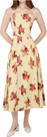 WeWoreWhat Blurred Floral Flare Panel Midi Dress In Sand Multi