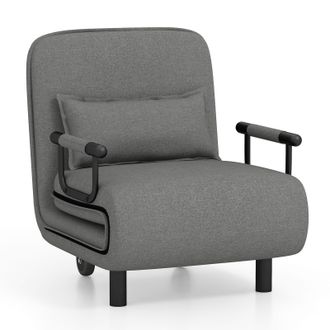 Costway Costway 3-in-1 Convertible Sofa Bed Sleeper Chair w/Lumbar Pillow in Dark Grey