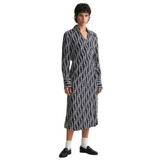 GANT Gedrukte Chain Wrap Jurk - Dames - Casual kleedjes - Veelkleurig - M - Kleedjes