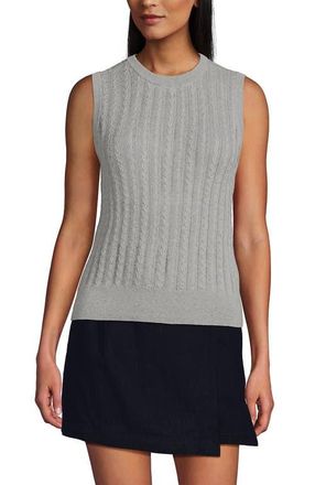 Lands End Cotton Pointelle Shell Sweater in Gray Heather at Nordstrom, Size X-Large