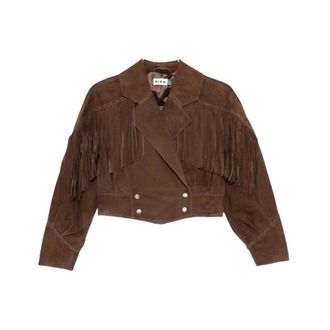 Rixo Leather Jackets, female, Brown, Size: XS Darragh Suede Jacket