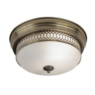 Searchlight Plafoniera Contemporanea Edimburgo Acciaio Ottone Vetro Bianco 2 Luci E27
