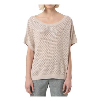 Fracomina Round-neck Knitwear, female, Beige, Size: XS Maglia di filo
