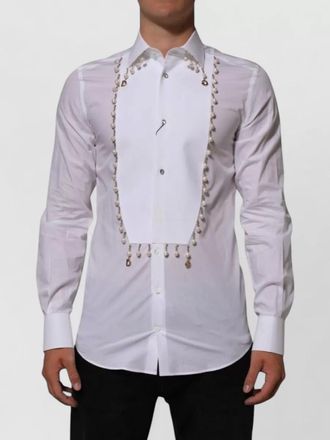 Dolce & Gabbana cotton pearl embellished logo formal shirt