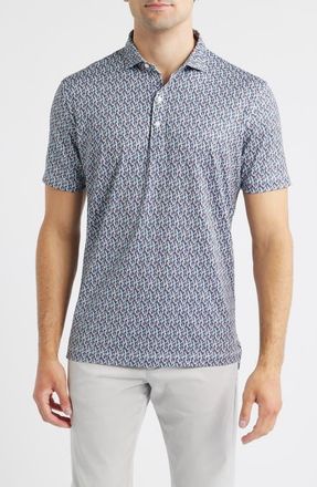 Johnnie-O Toco Toucan Print Performance Jersey Polo in Black at Nordstrom, Size Xx-Large