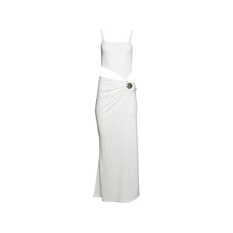 CHRISTOPHER ESBER Versierde Ribgebreide Jurk met Cut-Outs - Dames - Avondkleed - Wit - 3XS - Kleedjes