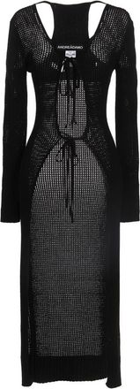 Andreadamo Black Openwork Long Cardigan