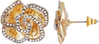 Adornia Adornia Plated Crystal Encrusted Flower Stud Earrings