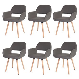 Hhg Hhg - Juego De 6 Sillas De Comedor 429 Ii, Silla De Cocina, Dise&ntilde;o Retro A&ntilde;os 50, Polipiel, Gris, Patas Claras