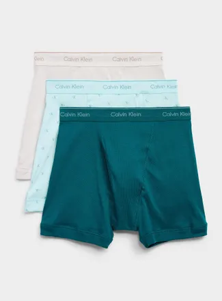 Calvin Klein Mens 5 beige/blue/teal boxer briefs Cotton 3-pack