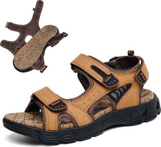 Generic Mens Athletic Sandals Open Toe, Comfortable Leather Hiking Sandals Non Slip Adjustable Casual Walking Shoes for Outdoor Sport Beach Camping 7