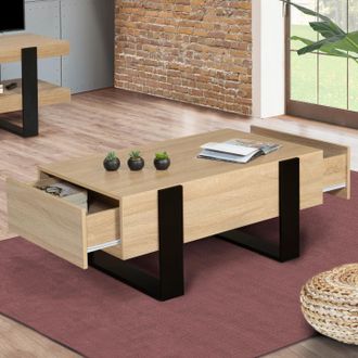 IDMarket Idmarket - Mesa De Centro Con Cajones Phoenix 100 Cm Madera Y Negro