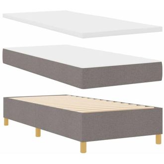 vidaXL Cama Tipo Box Spring Con Colch&oacute;n Taup&eacute; 90 X 190 Cm Tela Vidaxl