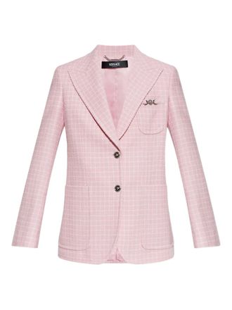 Versace check-patterned blazer - women - Wool/Nylon - 40 - Pink