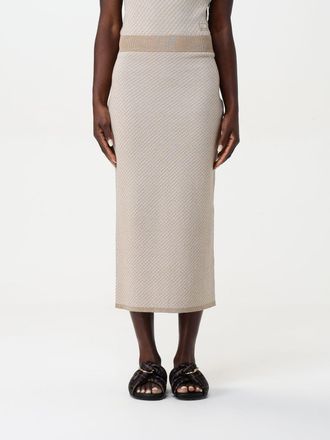 Fendi Womens Knit Midi Skirt - Tan Wool - Size EU 42 (Womens)