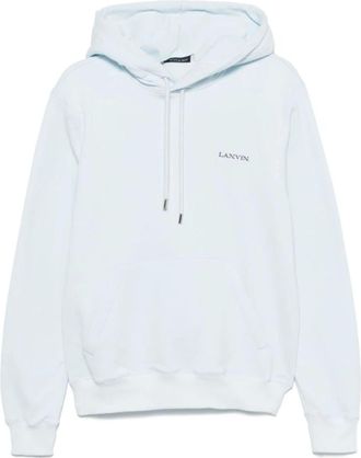 Lanvin Hoodies & sweatvesten, Heren, Blauw, M, Blauwe Hoodie met Logo Borduursel