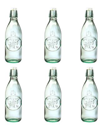 10 Strawberry Street Set Of 6 Embossed Water Tap Glass Bottles