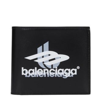 Balenciaga Herrens Schwarzes Lederportemonnaie