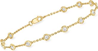 Ross-Simons Bezel-Set Diamond Station Bracelet in 14kt Yellow Gold