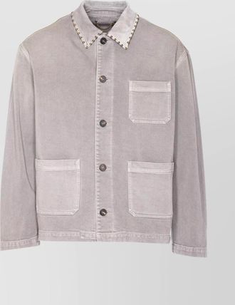Golden Goose denim jacket with studded collar and pockets