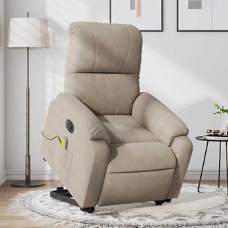 vidaXL Vidaxl - Sill&oacute;n Masaje El&eacute;ctrico Reclinable Elevable Tela Gris Taupe