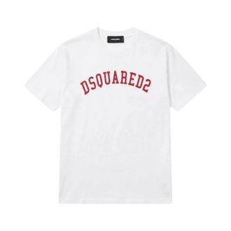 Dsquared2 Camiseta de cuello redondo con logo estampado - Tops - Mujer - Blanco - 3XL