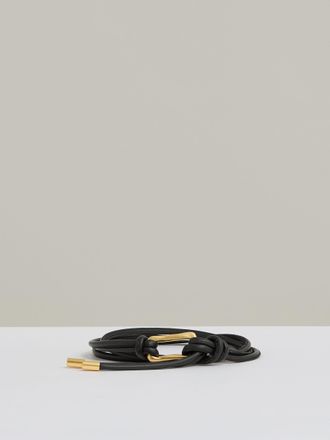 Reiss Black Sculpted Buckle Tubular Tie Belt, S & M