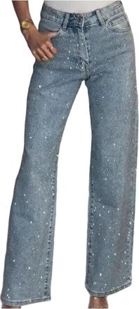 Generic Wide Leg Sparkle Rhinestone Jeans for Women High Waist Cowgirl Outfits Shiny Crystal Embellished Straight Leg Joggers Denim Pant Tummy Control Flared 