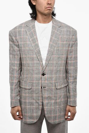 Dsquared2 Blazer 2 Bottoni Distich Check Con Tasche ad Aletta Dsquared2
