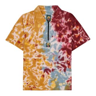 Brain Dead Polo Shirts, male, Multicolor, Size: XL Dyed Short Sleeve Boxed Pique Polo