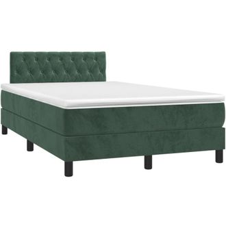 vidaXL Vidaxl - Cama Box Spring Colch&oacute;n Y Led Terciopelo Verde Oscuro 120x200cm