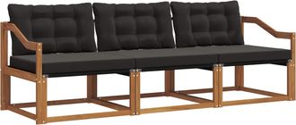 vidaXL Conjunto De Sof&aacute;s De Exterior 3 Uds. Natural Y Negro Vidaxl