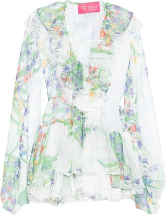 Miau by Clara Rotescu Abito corto con stampa a fiori - Bianco