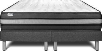 VITALIT Vitalit - Base Tapizada Gris + Colch&oacute;n Con Espuma Viscoel&aacute;stica 2x80x200