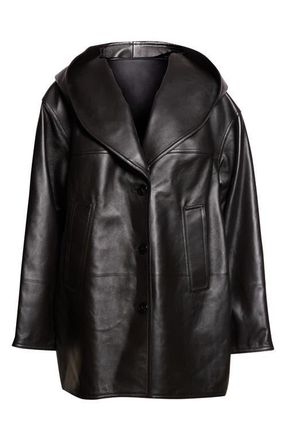 Alaia Hooded Leather Coat in Noir Alaia at Nordstrom, Size 4 Us