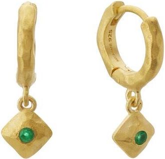 Murkani Green Onyx Huggies in Yellow Gold at Nordstrom