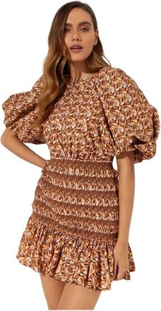 Acler Gestreepte Mini Jurk Brooks - Dames - Korte kleedjes - Bruin - L - Nylon - Kleedjes